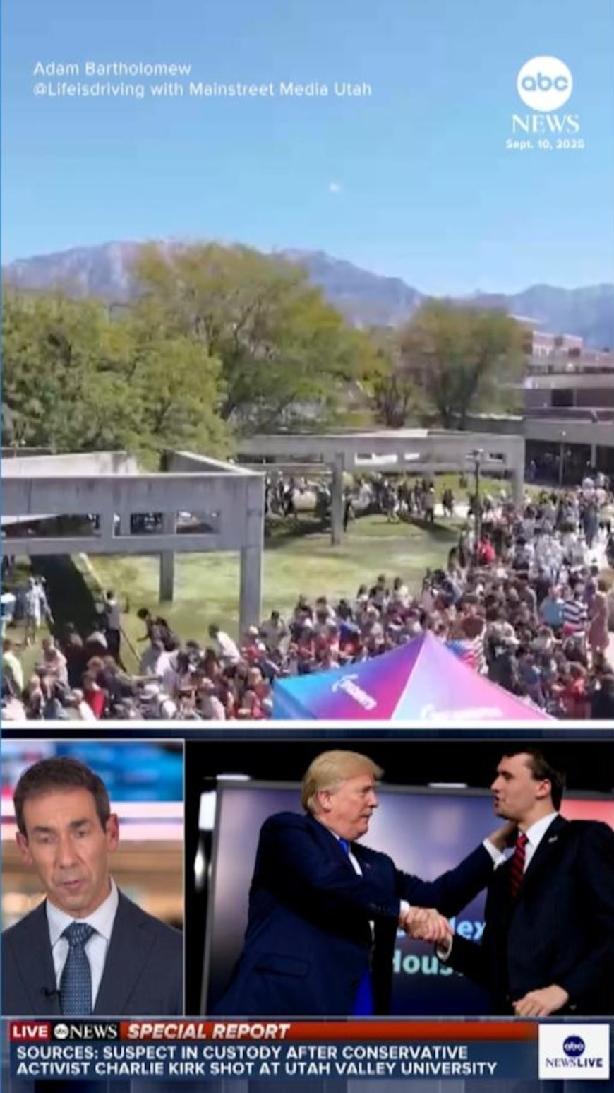 WATCH:  Charlie Kirk shooting: Crowd runs and takes cover amid gunfire