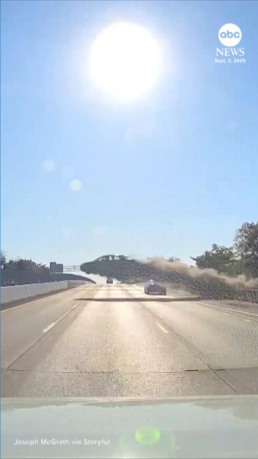 WATCH:  Car goes flying over several lanes of traffic on Long Island highway