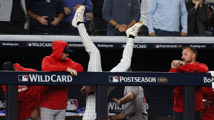 Yankees' Ryan McMahon flips over railing to preserve rookie Cam Schlittler's historic gem, knock out Red Sox