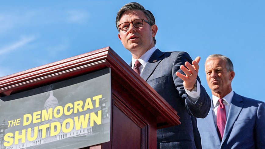 Mike Johnson infuriated by Dems, says party 'playing politics' with Americans' lives as shutdown continues