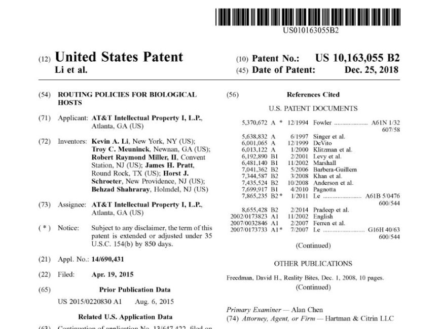 AT&T Patent To Surveil and Hack Your Brain Through Your Cell Phone. Wireless Mind Control "Routing Policies For Biological Hosts"