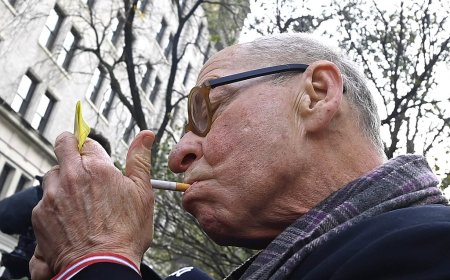 Huge crowd of more than 1,500 smokers gather in Washington Square Park for cigarette break