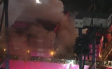 Fire on Los Angeles container ship prompts shelter-in-place order for nearby communities