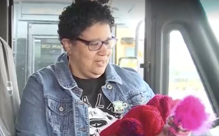 'Somebody loves 'em': Bus driver knits hats to keep students warm