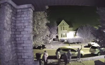 Shocking doorbell camera video captures group of teens torching car on quiet street