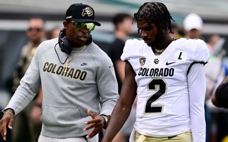 FULL CIRCLE MOMENT: Shedeur Sanders Receives Embrace From Father, Deion, Before First NFL Start
