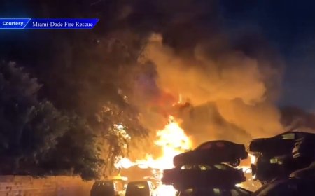 Crews extinguish junkyard fire in Opa-locka; no injuries reported