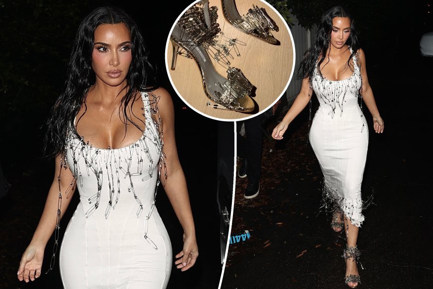 Kim Kardashian’s latest party look is covered with hundreds of safety pins
