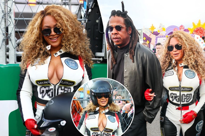Beyoncé turns heads in form-fitting racing gear while arriving at F1 Grand Prix with Jay-Z