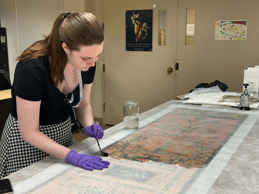 Intern conservation project to bring 18th-century wallpaper back to the galleries