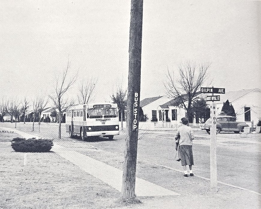 Waiting for the Bus at Gilpin and Mt. Royal — 1955