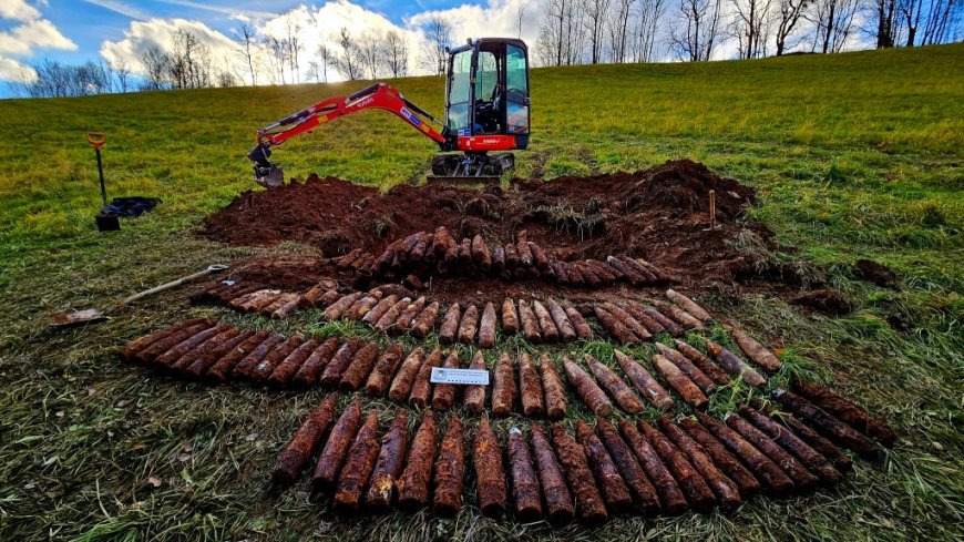 Father and son’s metal detecting trip uncovers historic artillery cache in Czech forest