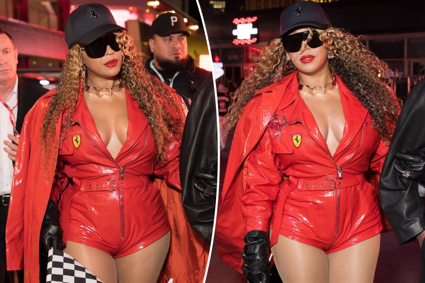 Beyoncé sizzles in red-hot romper and sky-high platform heels at F1 Las Vegas Grand Prix