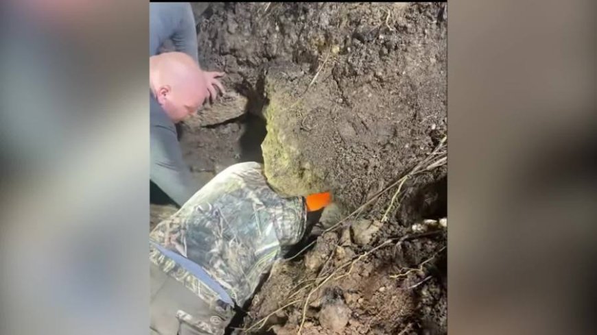 VIDEO: Missouri firefighters rescue dog trapped in hole