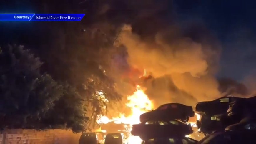 Crews extinguish junkyard fire in Opa-locka; no injuries reported